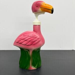 Vintage Pink Flamingo Ceramic Novelty Pump Soap Lotion Dispenser 9.5"